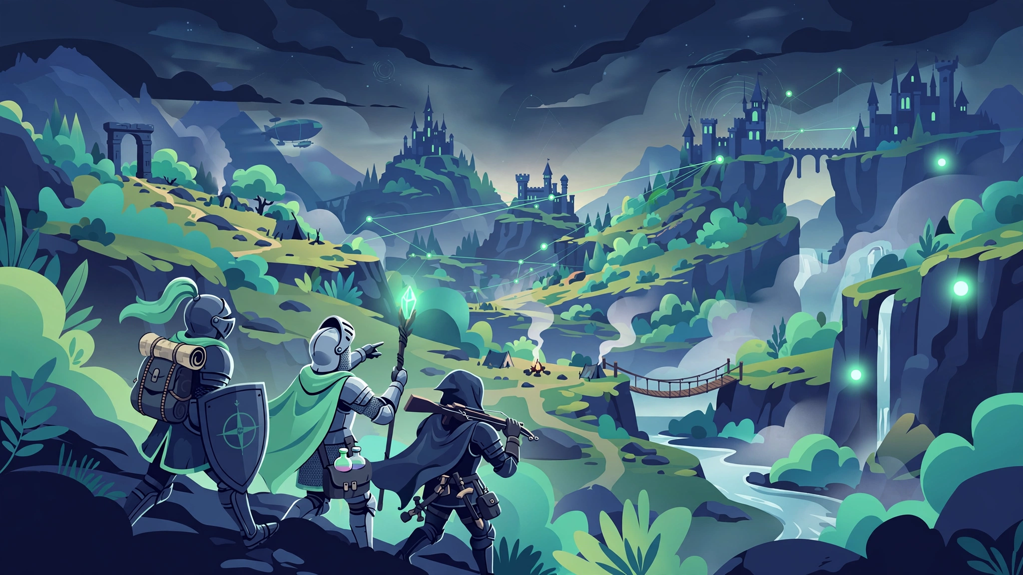 Scramble Knights Online co-op knights exploring a fantasy kingdom on Game Pass